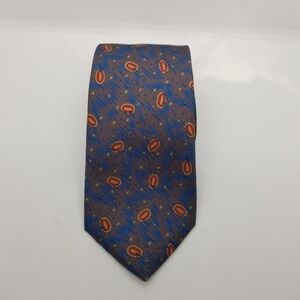 vintage Giorgio Armani abstract tie taupe with blue squiggles and red ovals